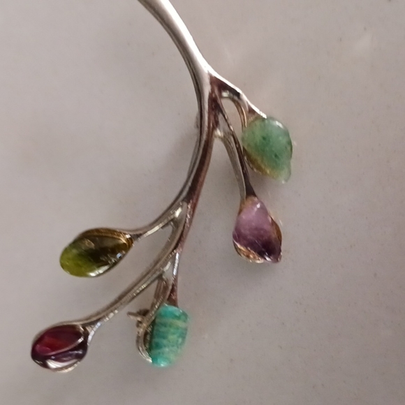 Brooch Silver With Different Color Stones - Picture 3 of 4